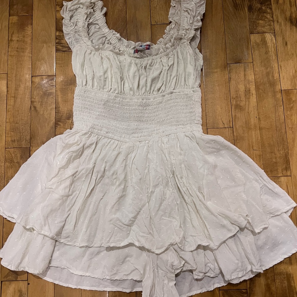 Urban Outfitters Cream Ruffled Mini Dress